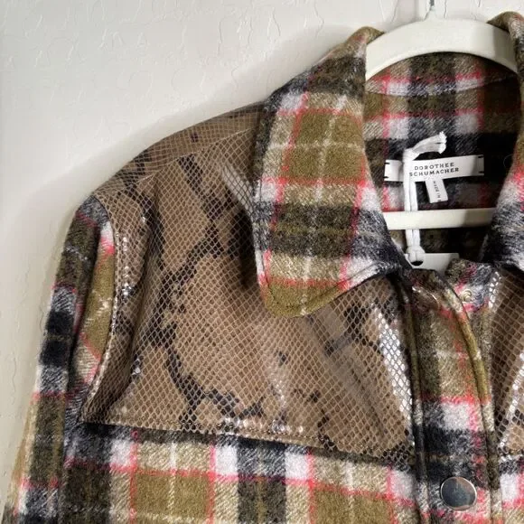 Dorothee Schumacher Leather Wool Plaid Jacket - Picture 5 of 7